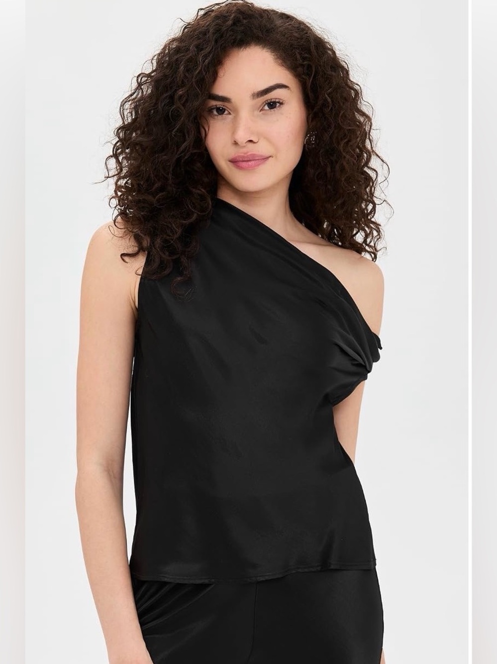 ENZA COSTA Satin Bias Off Shoulder Shirt